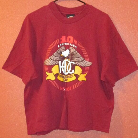 Harley-Davidson Tops - Harley Davidson Vintage 1993 Woman X Large Red Yellow Graphic Anniversary Shirt